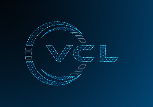 VCL low poly letter logo vector design. VCL lower poly logo design. Low poly logo.