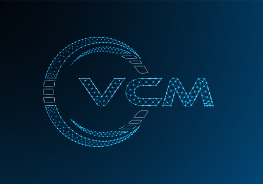 VCM low poly letter logo vector design. VCM lower poly logo design. Low poly logo.