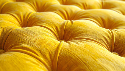 Naklejka premium Close-up of a Yellow Tufted Mattress Surface Texture.