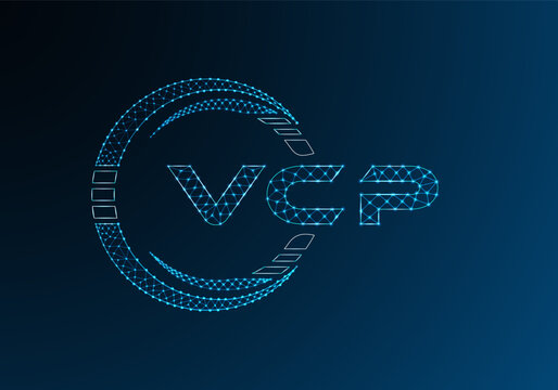 VCP low poly letter logo vector design. VCP lower poly logo design. Low poly logo.