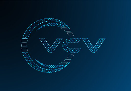VCV low poly letter logo vector design. VCV lower poly logo design. Low poly logo.
