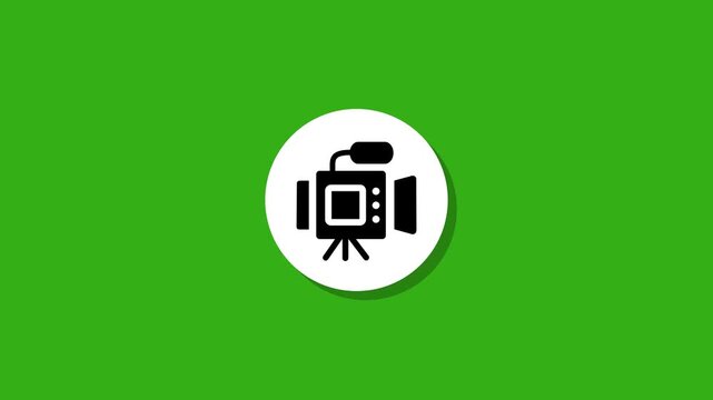Video camera icon Green background motion graphic with animated. appearing and disappearing.animation