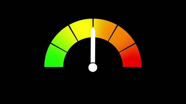 Speed mater. heating, temperature scale video. positive temperature gauge video on black background. internet speed. animation