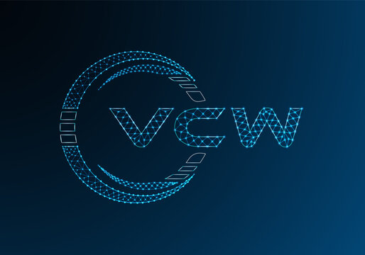 VCW low poly letter logo vector design. VCW lower poly logo design. Low poly logo.