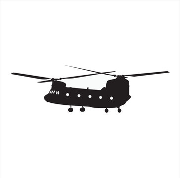 Chinook helicopter silhouette depicts a heavy-lift transport aircraft in a side profile orientation.