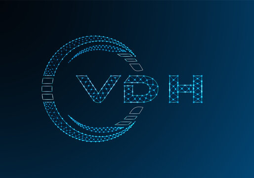 VDH low poly letter logo vector design. VDH lower poly logo design. Low poly logo.