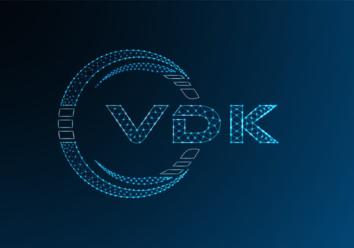 VDK low poly letter logo vector design. VDK lower poly logo design. Low poly logo.