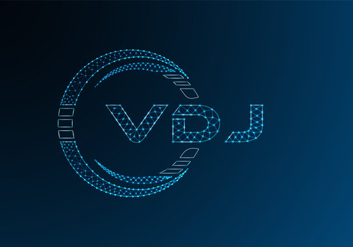 VDJ low poly letter logo vector design. VDJ lower poly logo design. Low poly logo.