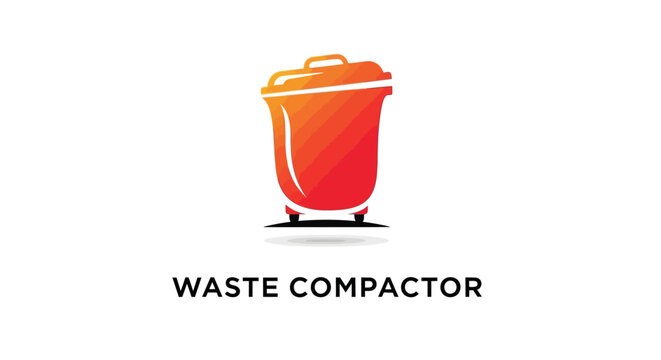 Orange Waste Compactor Logo on White Background for Recycling.