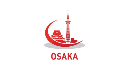 Naklejka premium Osaka City Japan Logo - Iconic Tower and Building Design.