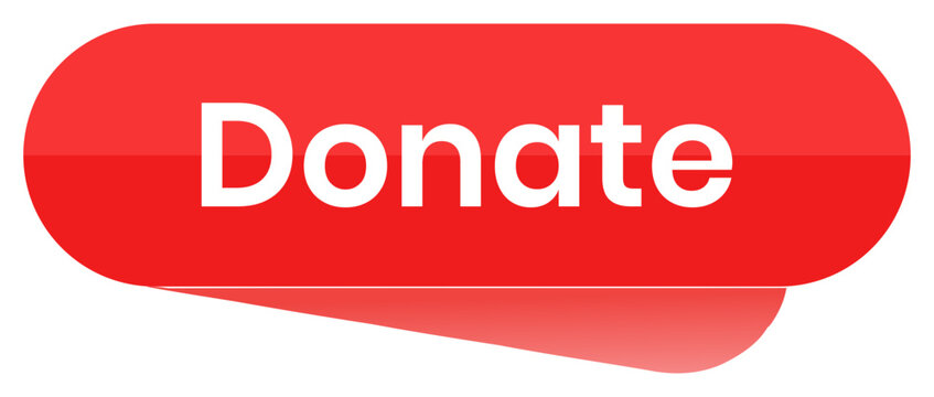 Donate button glossy red rounded rectangle icon isolated on transparent background