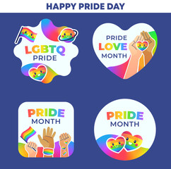 Fototapeta premium Pride month rainbow badge vector set for celebration theme