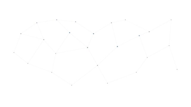 Abstract plexus network of connected dots drifting slowly across clean white background with soft grey lines