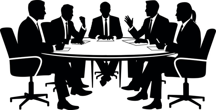 Business Meeting Silhouette Round Table Conference