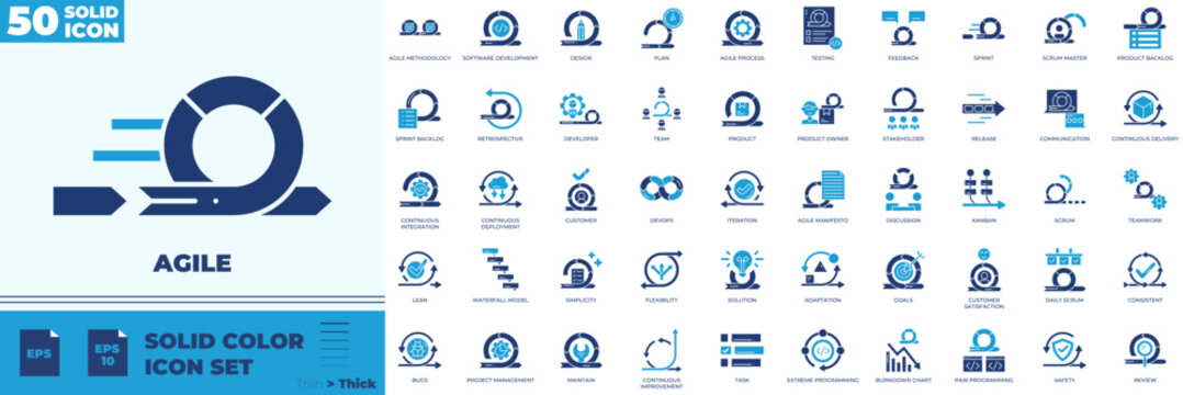 Agile Solid Color Editable Icons set