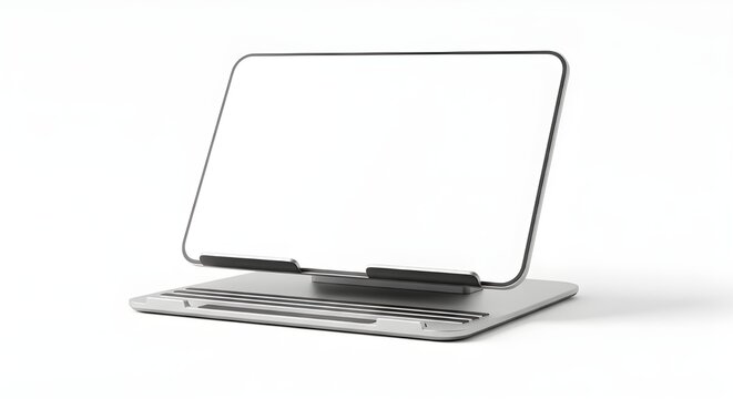 Docking Keyboard Stand On White Solid Background, Adjustable Holder For Tablet Or Laptop, Portable Design For Comfortable Typing And Device Support