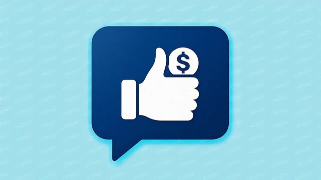 Thumbs up with dollar sign in speech bubble ideal for sleek commercial backgrounds and title sequences