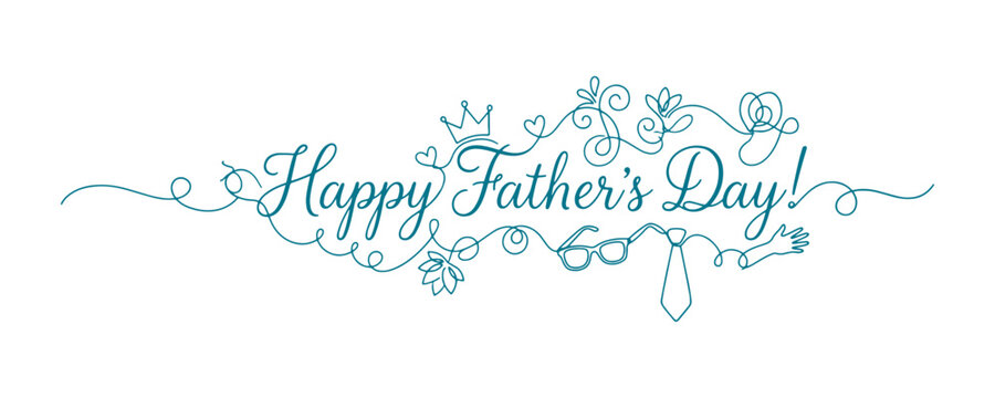 The piece of art blends fine line drawings with flowing text to convey a heartfelt "Happy Father's Day!" message.