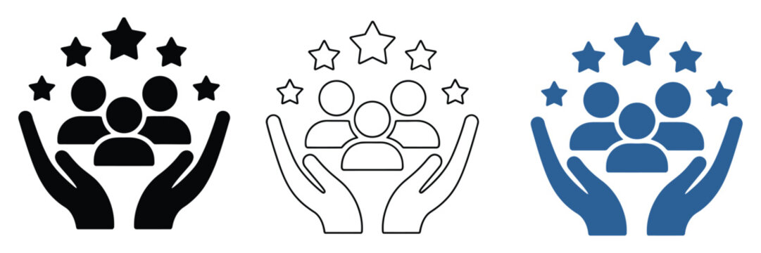 Customer loyalty icon set client retention user engagement business relationship improvement rewards program icons marketing strategy symbols a vector design