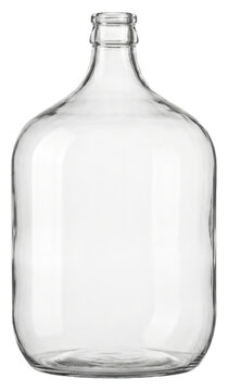 Empty clear glass carboy bottle isolated on transparent background