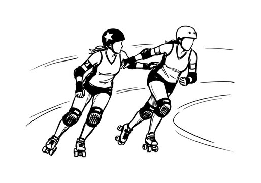 Roller Derby hand drawn simple sketch vector illustration