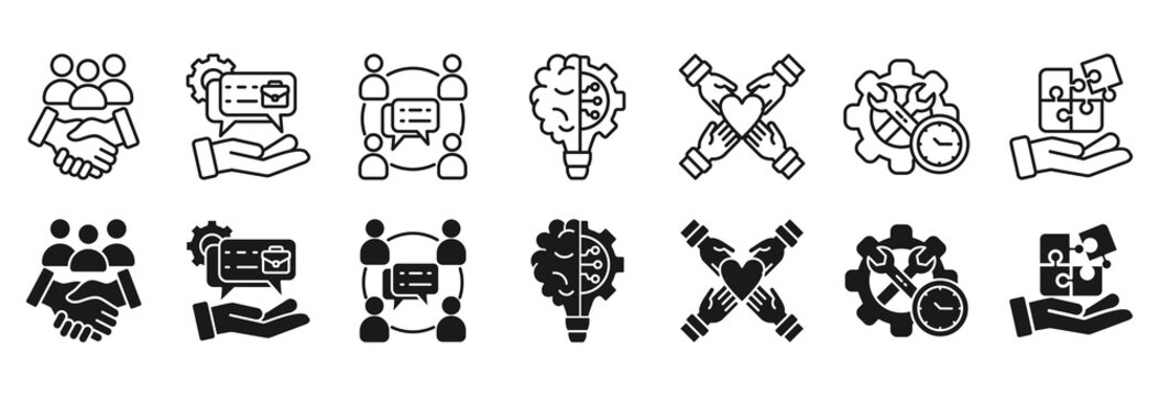 Help desk icon set. Support and information symbol
