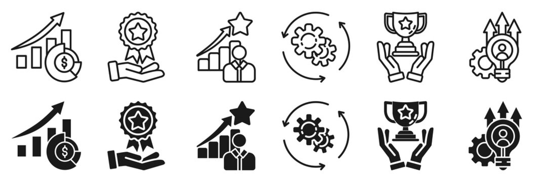 Kaizen icon set. business philosophy and corporate strategy concept of continuous improvement symbol