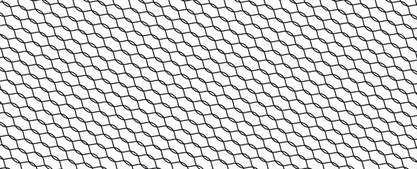 Fishing net seamless pattern. Mosquito protection flying insect plastic net. Football gates mesh texture. Basketball hoop pattern. Chain link fence. Vector illustration on white background. © Yuyud