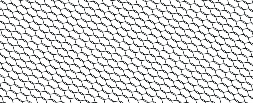 Fishing net seamless pattern. Mosquito protection flying insect plastic net. Football gates mesh texture. Basketball hoop pattern. Chain link fence. Vector illustration on white background.
