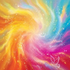 Obraz premium Vibrant colorful abstract cosmic background with swirling patterns.