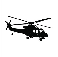 Fototapeta premium Helicopter silhouette features a streamlined aerial vehicle profile that is ideal for professional transportation and aviation graphics.