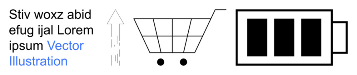 Ecommerce, energy consumption, online shopping, sustainability, technology, digital growth. Shopping cart and battery symbol with arrow. Ecommerce and energy consumption concept © robu_s