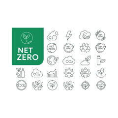 Fototapeta premium net zero icons set line style environmental sustainability concepts