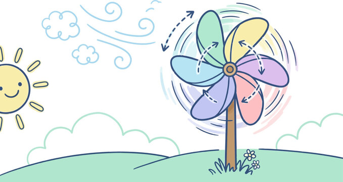 Wind movement with pinwheel science activity
