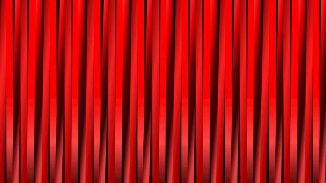 Vertical glass blinds shifting in pure scarlet and crimson red gradients with intense light refraction on dark maroon canvas