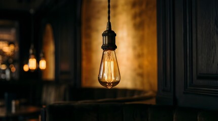 Obraz premium Vintage Edison Bulb Illuminates a Dimly Lit Room.