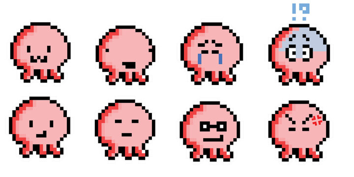 Feelie is a pink pixel art mascot ready to express your emotions for you! Whether it's happiness, sadness, or anger, Feelie can show it instantly.