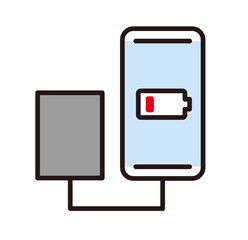 充電のアイコン。スマートフォンとモバイルバッテリー。充電切れのスマホ。Charging icon. Smartphone and mobile battery. © sushi_love