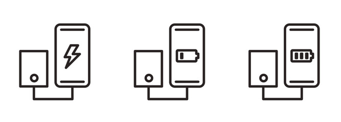 充電のアイコン。スマートフォンとモバイルバッテリー。Charging icon. Smartphone and mobile battery. © sushi_love