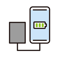 充電のアイコン。スマートフォンとモバイルバッテリー。Charging icon. Smartphone and mobile battery. © sushi_love
