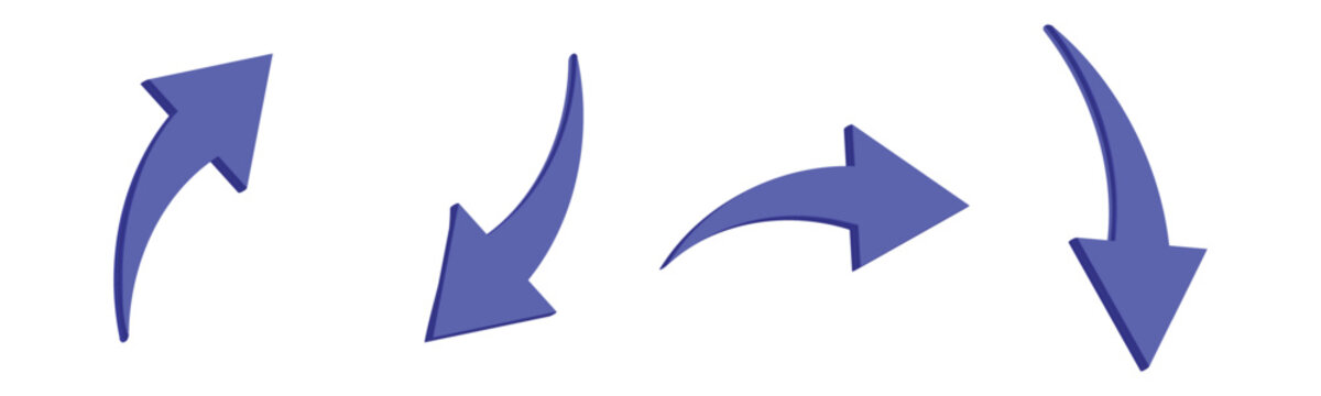 3d curved arrow icon set with glossy directional navigation flow and dynamic movement symbols