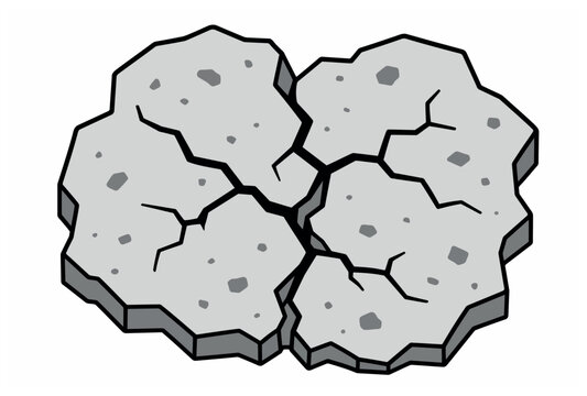 Cracked Concrete Broken Pieces.