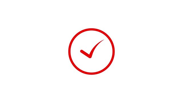 &ldquo;Smooth animated reveal of a bold red checkmark icon, isolated on a clean white background, with modern minimal motion graphics style.&rdquo;