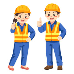 Fototapeta premium Construction Workers Showing Thumbs Up While Standing At Building Site And Celebrating Successful