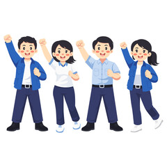 Obraz premium Group Of Workers Raising Fists While Supporting Labor Union And Celebrating Labor Day Solidarity