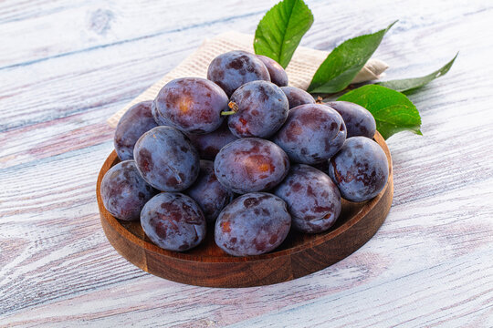 Juicy sweet ripe blue plums