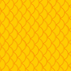Seamless Yellow Fish Scale Pattern Background.suitable for wallpaper, fabric, wrapping paper, textile, packaging, digital backgrounds, and creative graphic design projects. © Budiawan