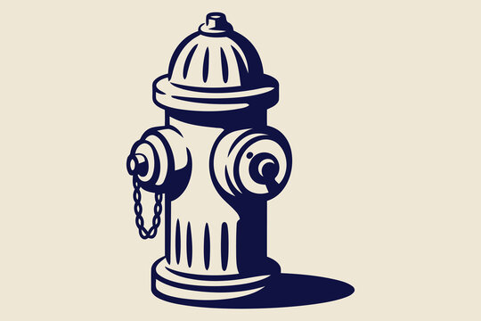 Blue and white vintage style fire hydrant with shadow