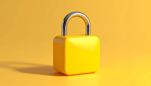 Bright Yellow Padlock Symbolizing Security and Protection.