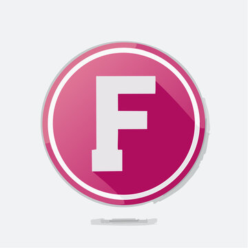 Letter F in a Pink Circle with Shadow